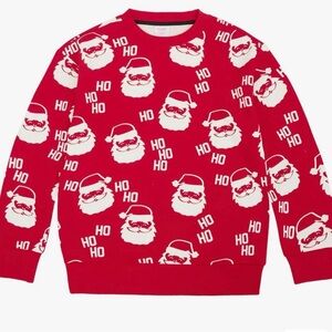 Kids Santa Print Red Sweater